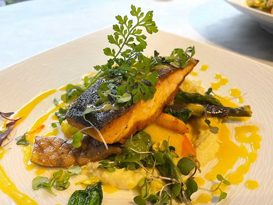 Pan-seared Atlantic salmon from The Walnut Tavern Bar & Grill, American restaurant located at 1508 Walnut St, Berkeley CA 94709