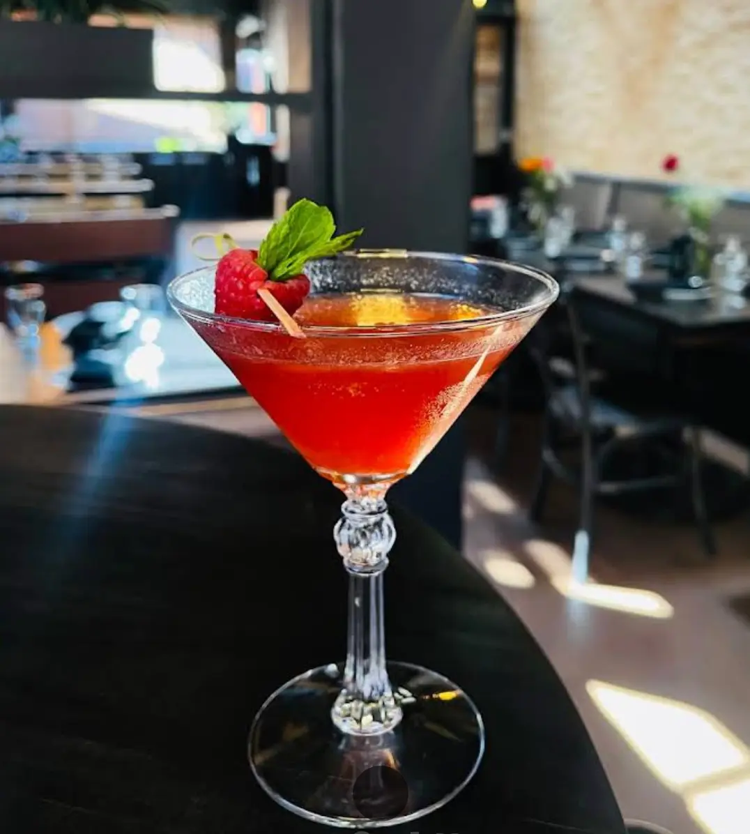 Raspberry martini served during happy hours at The Walnut Tavern Bar & Grill Skiplyn Berkeley CA 94709